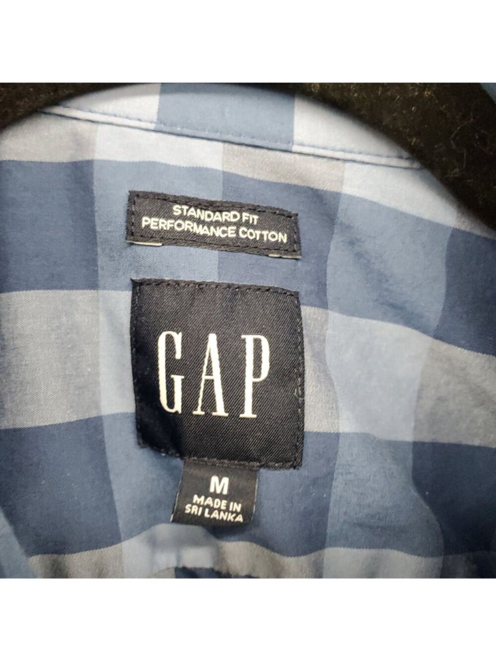 Gap Shirt Mens Medium Blue Gingham Check Standard Fit Long Sleeve Cotton - Picture 2 of 9